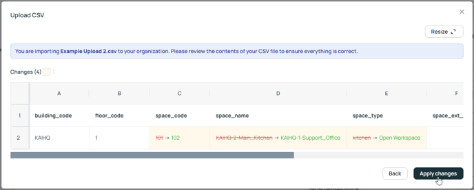 CSV Upload Changes