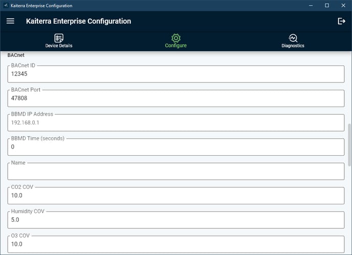 Sensedge Mini Configuration BACnet